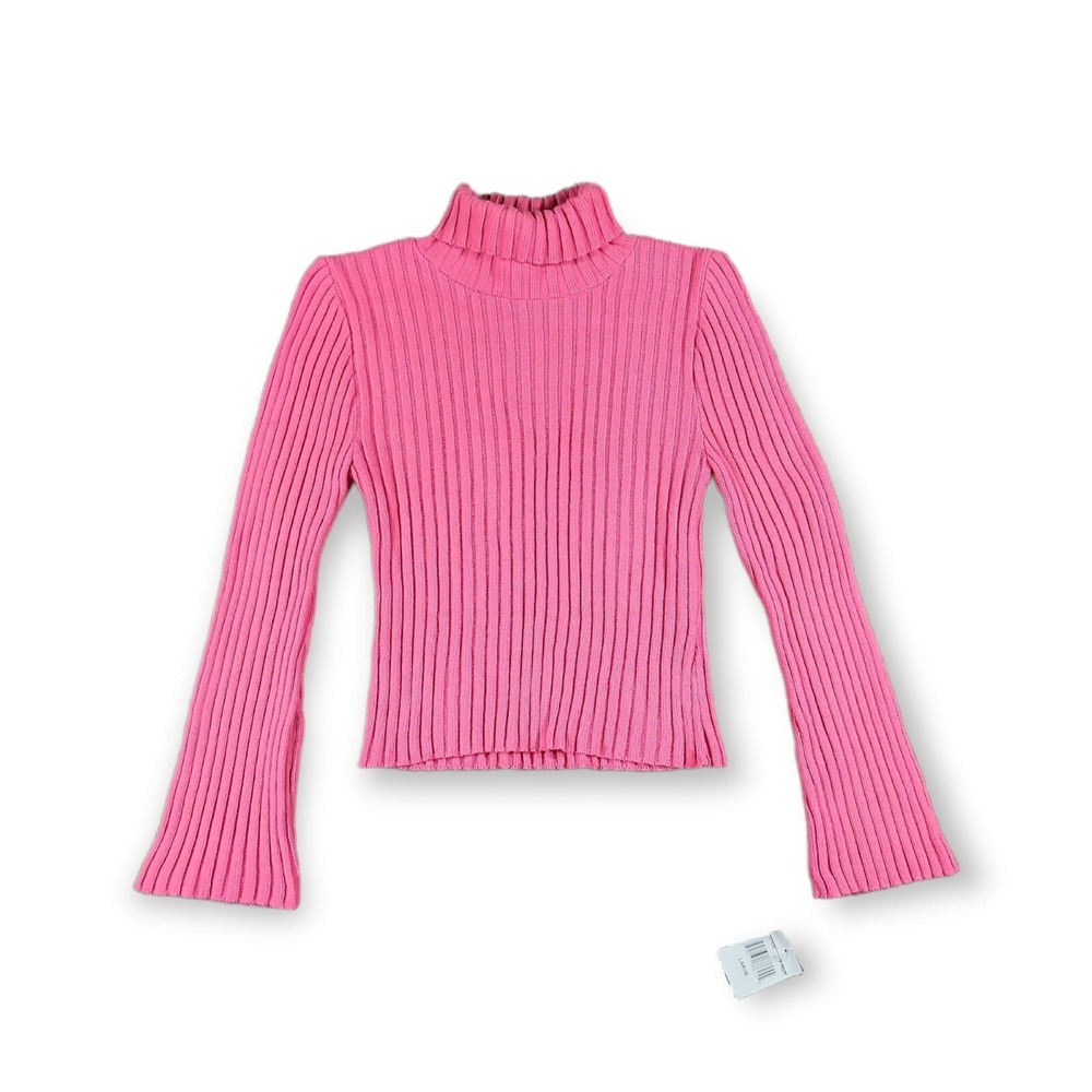 The Great American Sweater Pink Ribbed Slim Turtleneck Vintage Sweater Women's L